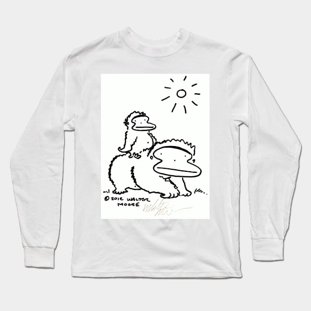 Small Ape Rides on Big Ape's Back Long Sleeve T-Shirt by WalterMoore